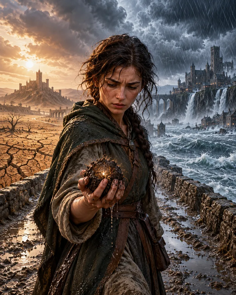 Illustrated cover for “Borrowed Rain”